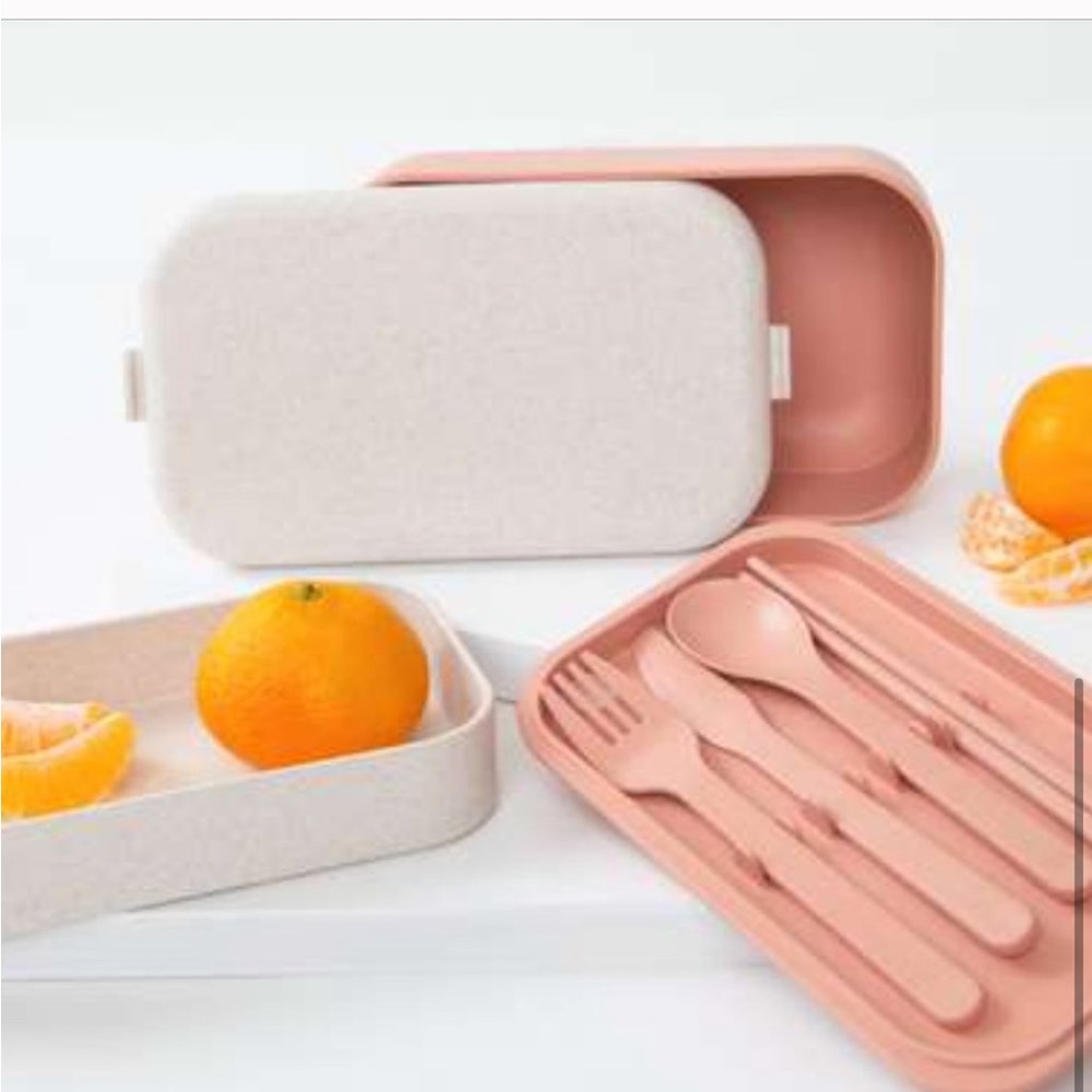 OUR PLACE Layered Lunch Box with Clips + Utensils